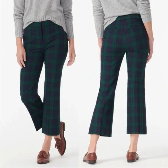 J. Crew  Hayden kickout crop pant, tartan bi-stretch wool blend, Size 12T - Picture 1 of 6
